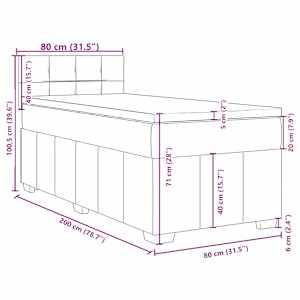 Box spring postel s matrací světle šedá 80 x 200 cm textil - obrázek 18
