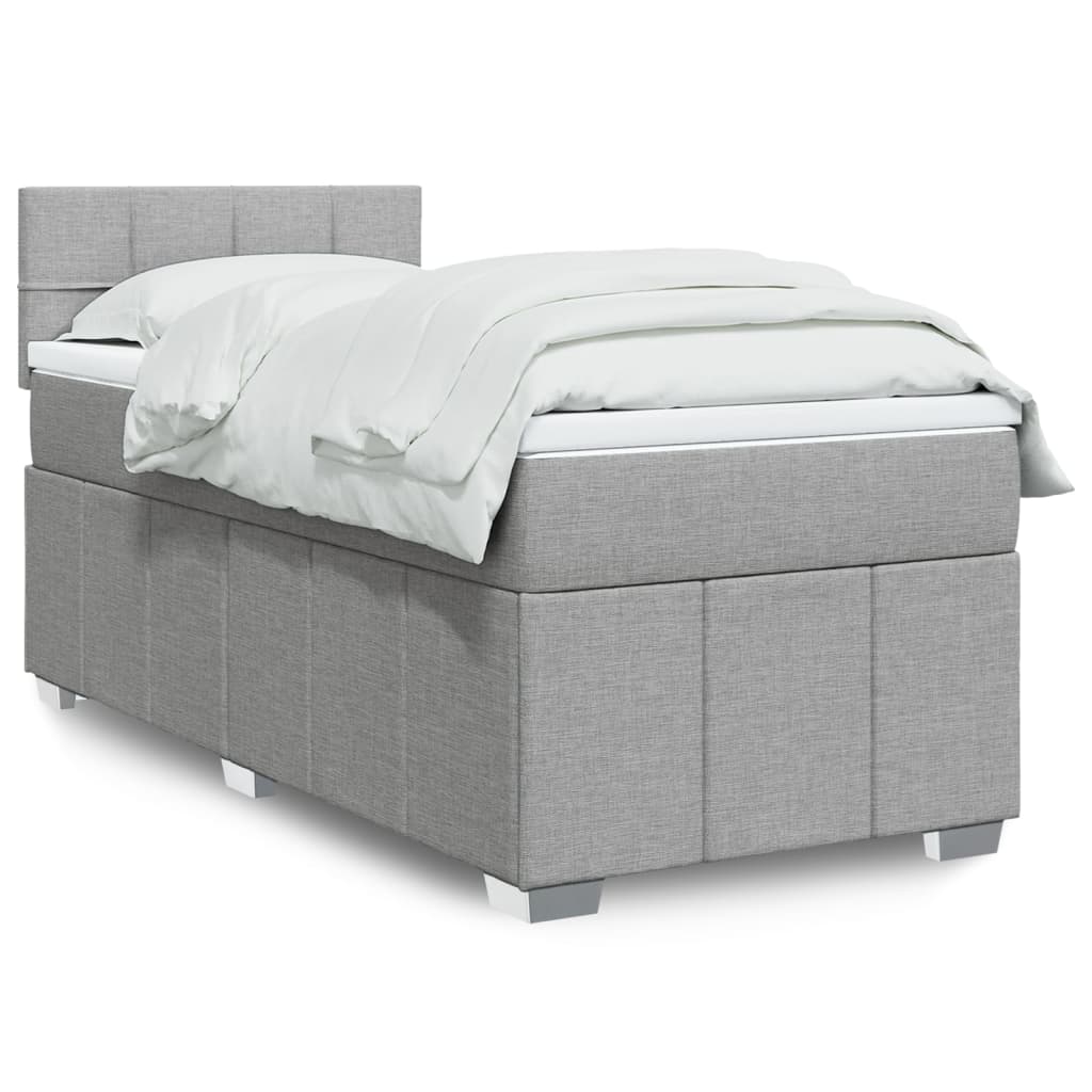 Boxspringbett mit Matratze Hellgrau 80×200 cm Stoff