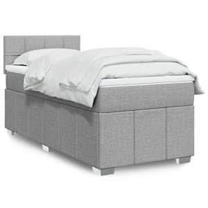 Box spring postel s matrací světle šedá 80 x 200 cm textil - obrázek 1
