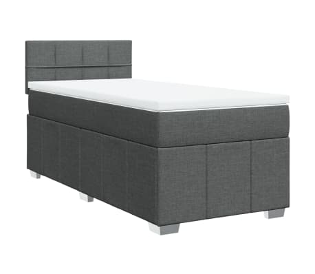 vidaXL Sommier &agrave; lattes de lit avec matelas Gris fonc&eacute; 80x200 cm Tissu