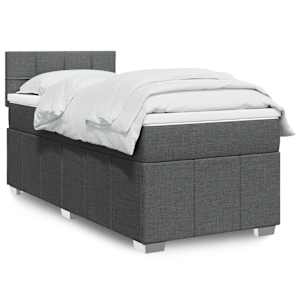 Box spring postelja z vzmetnico temno siva 80x200 cm blago