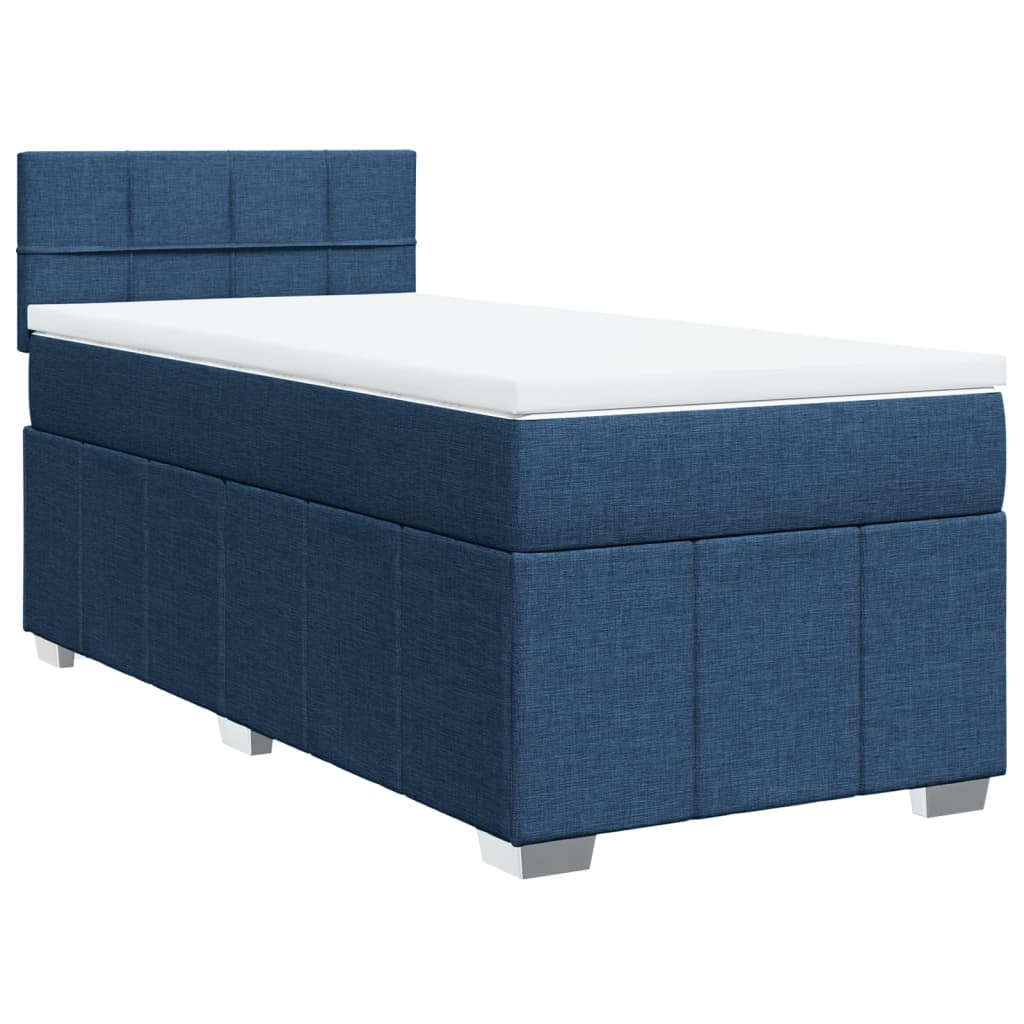 vidaXL Boxspring met matras stof blauw 80x200 cm afbeelding