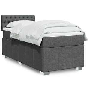 Box spring postelja z vzmetnico temno siva 80x200 cm blago
