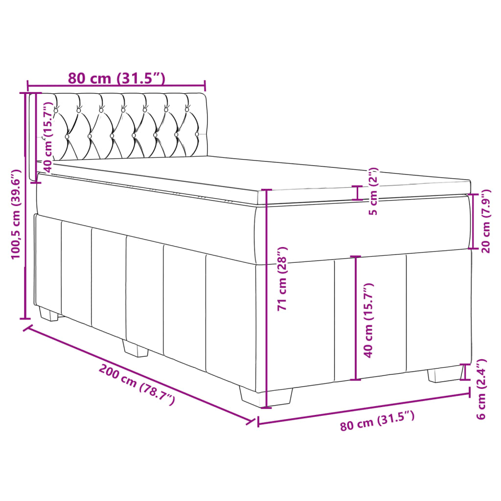 Box spring postel s matrací krémová 80 x 200 cm textil - obrázek 18