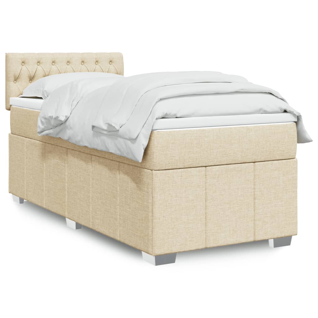 Boxspringbett mit Matratze Creme 80×200 cm Stoff