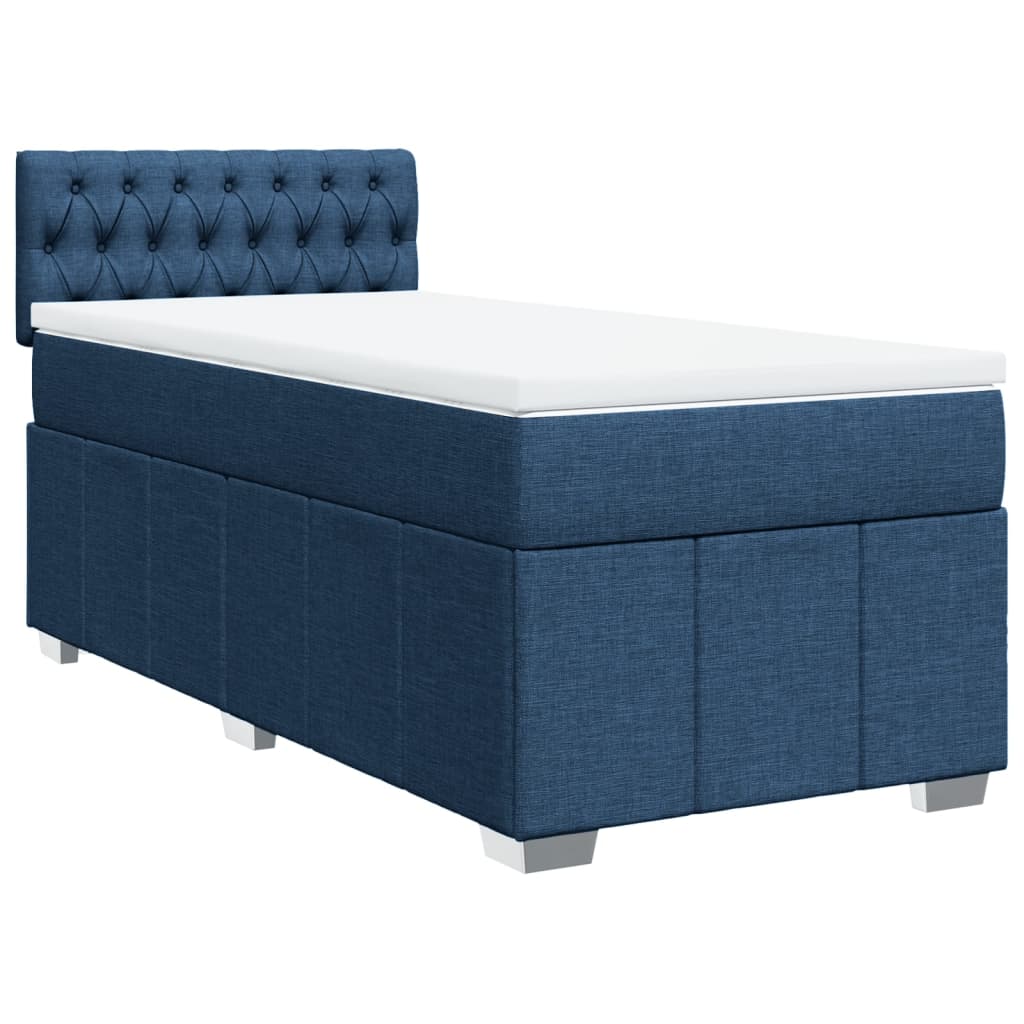 vidaXL Boxspring met matras stof blauw 80x200 cm afbeelding