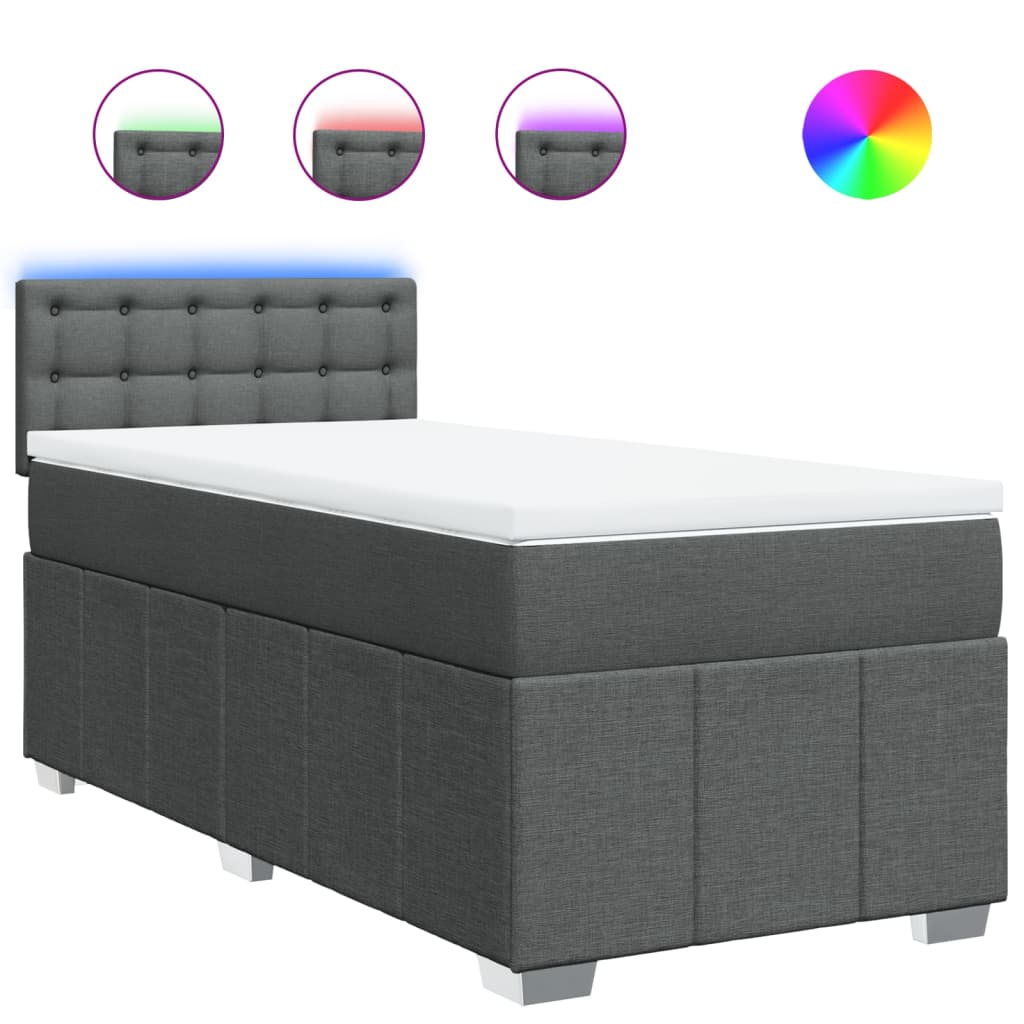 vidaXL Box spring postel s matrací tmavě šedá 80 x 200 cm textil