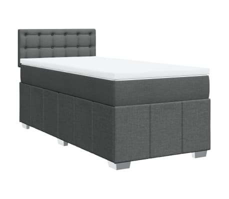 vidaXL Sommier &agrave; lattes de lit avec matelas Gris fonc&eacute; 80x200 cm Tissu