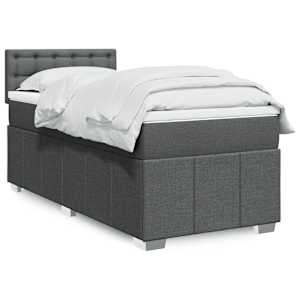Box spring postelja z vzmetnico temno siva 80x200 cm blago