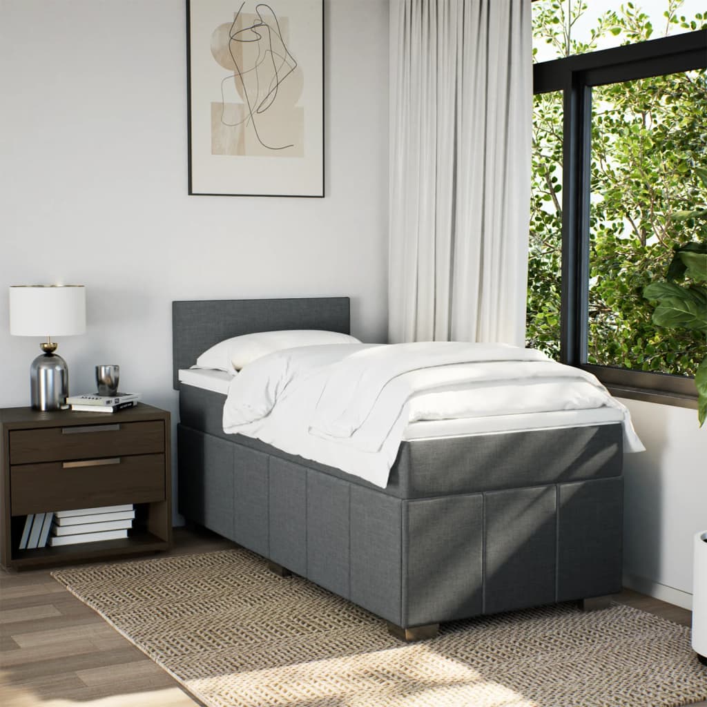 vidaXL Boxspring met matras stof donkergrijs 90x190 cm grijs, foto 2