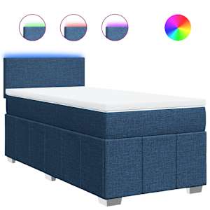 Box spring postel s matrací modrá 90x190 cm textil - obrázek 2