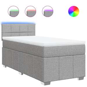 Box spring postel s matrací světle šedá 90x190 cm textil - obrázek 2
