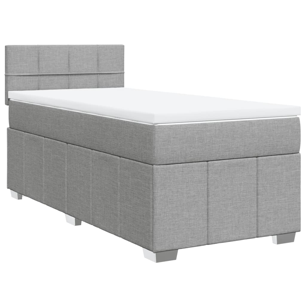 vidaXL Boxspring met matras stof lichtgrijs 90x190 cm afbeelding