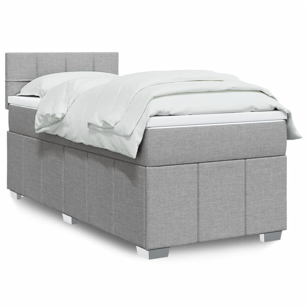 Boxspringbett mit Matratze Hellgrau 90×190 cm Stoff