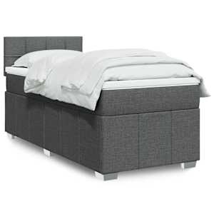 Box spring postel s matrací tmavě šedá 90x190 cm textil - obrázek 1