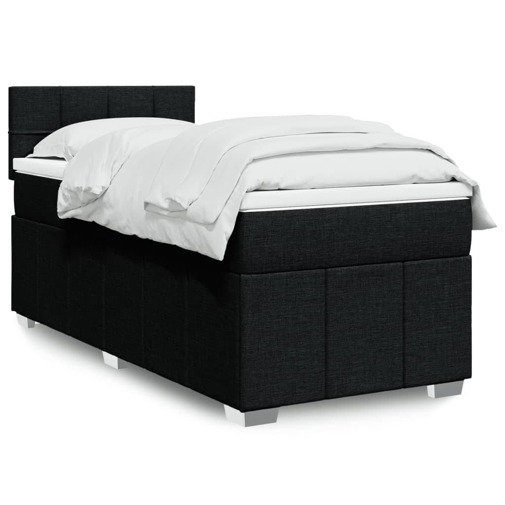 vidaXL Boxspringbett mit Matratze Schwarz 90x190 cm Stoff