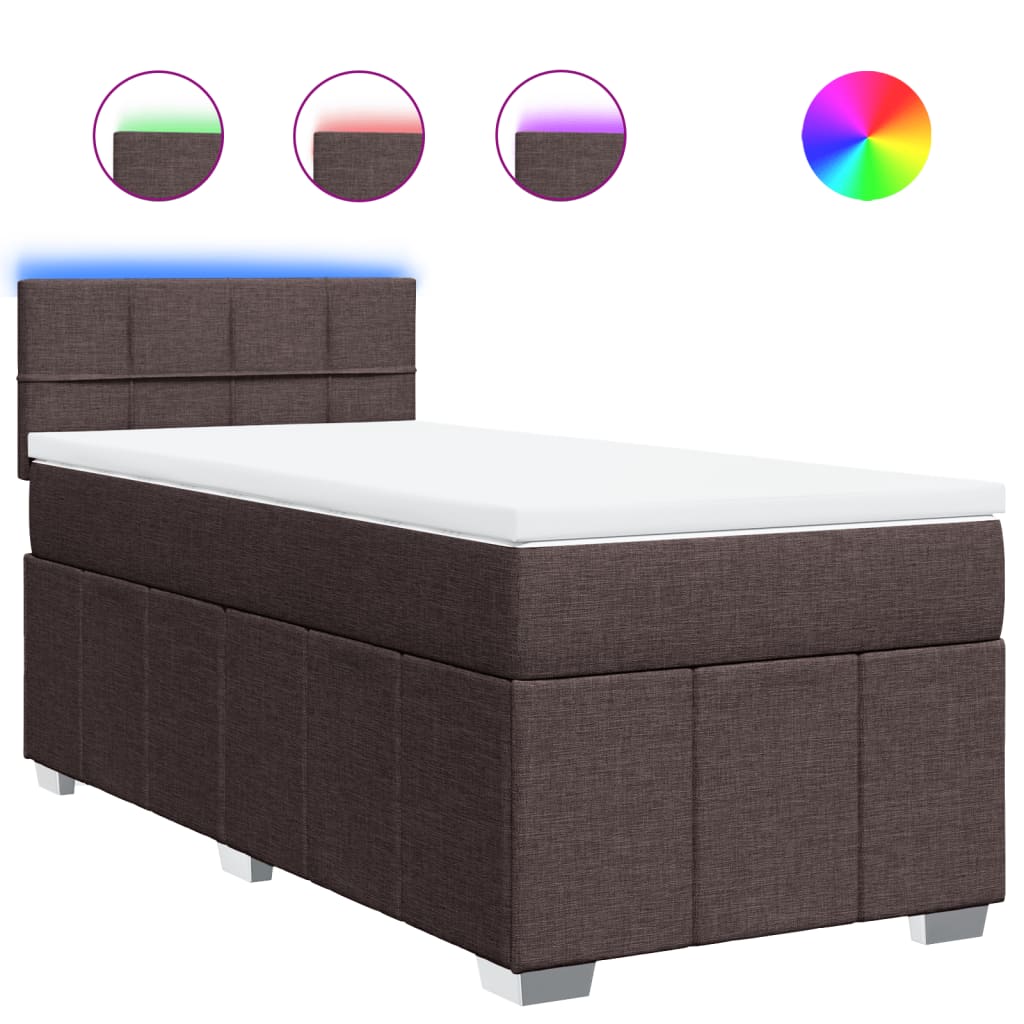 Thumbnail - vidaXL Boxspringbett mit Matratze Dunkelbraun 90x190 cm Stoff