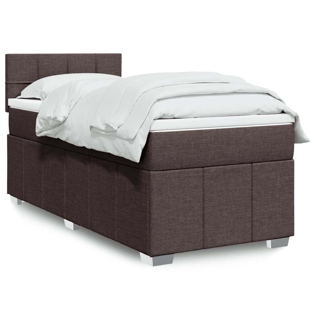 Boxspringbett mit Matratze Dunkelbraun 90×190 cm Stoff