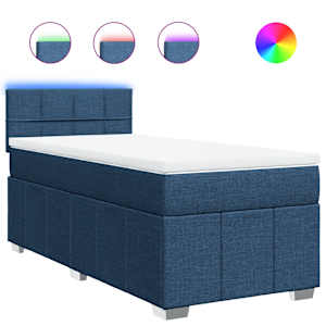 Box spring postel s matrací modrá 90x190 cm textil - obrázek 2