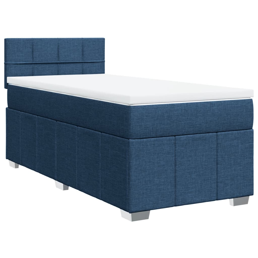 vidaXL Boxspring met matras stof blauw 90x190 cm afbeelding