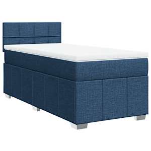 Box spring postel s matrací modrá 90x190 cm textil - obrázek 3