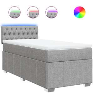 Box spring postel s matrací světle šedá 90x190 cm textil - obrázek 2