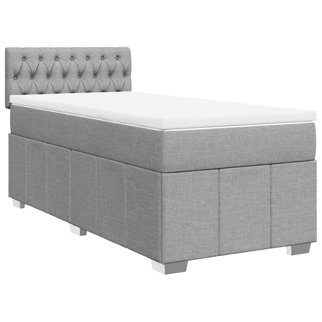 vidaXL Boxspring met matras stof lichtgrijs 90x190 cm afbeelding