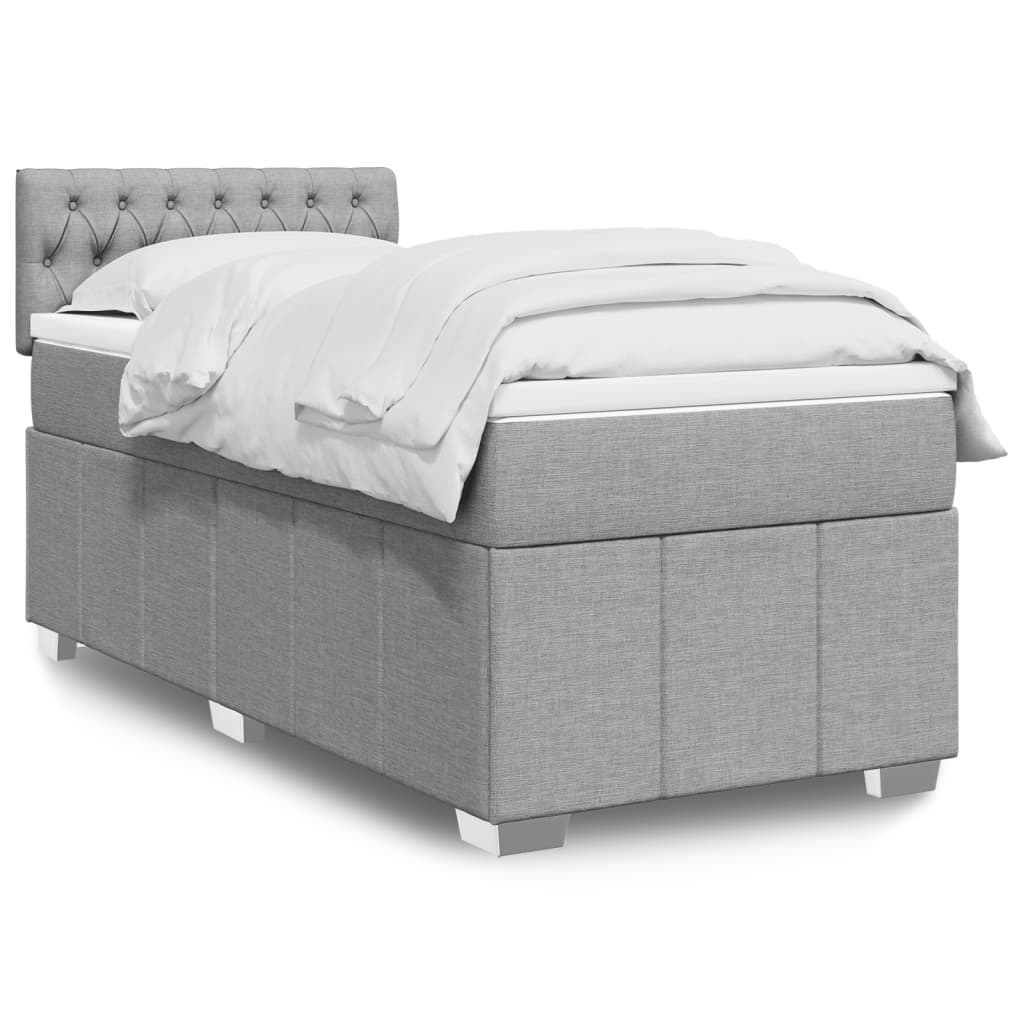 vidaXL Boxspringbett mit Matratze Hellgrau 90x190 cm Stoff