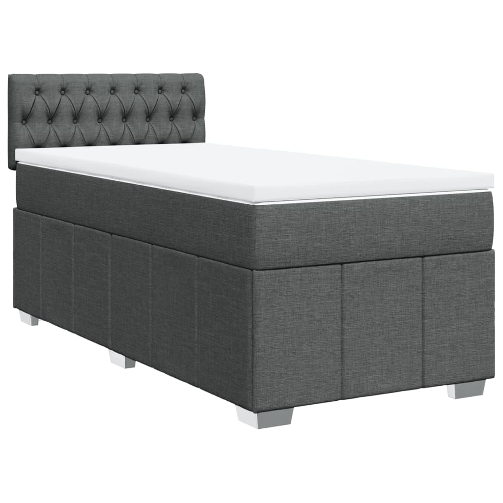 vidaXL Boxspring met matras stof donkergrijs 90x190 cm afbeelding