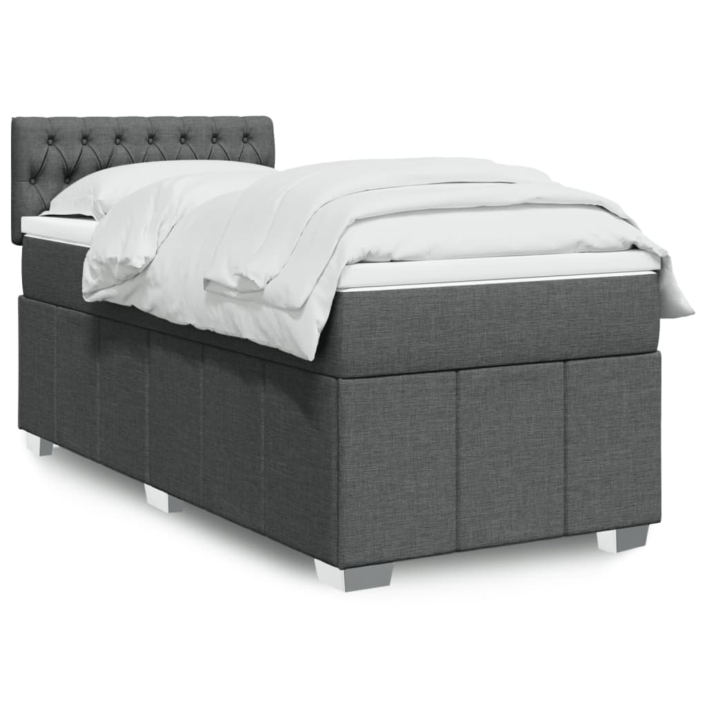 Boxspringbett mit Matratze Dunkelgrau 90×190 cm Stoff