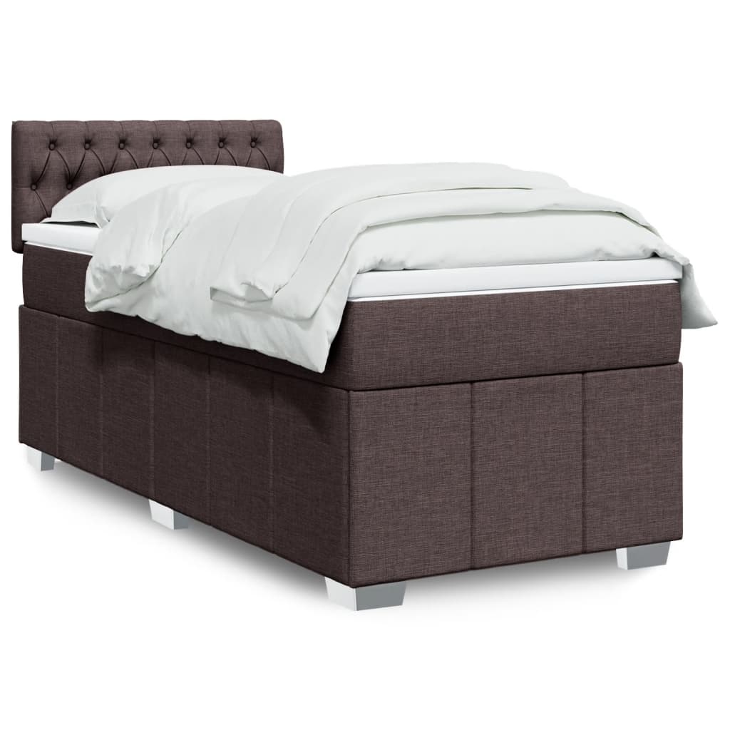 vidaXL Boxspringbett mit Matratze Dunkelbraun 90x190 cm Stoff