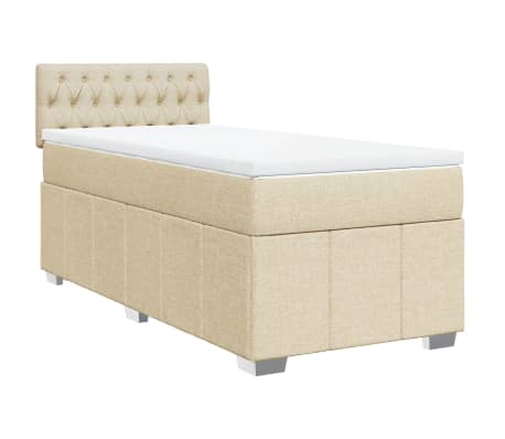 vidaXL Boxspringbett mit Matratze Creme 90x190 cm Stoff