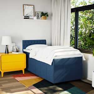 Box spring postel s matrací modrá 90x190 cm textil - obrázek 4