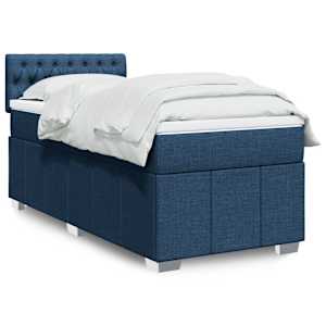 Box spring postel s matrací modrá 90x190 cm textil - obrázek 1