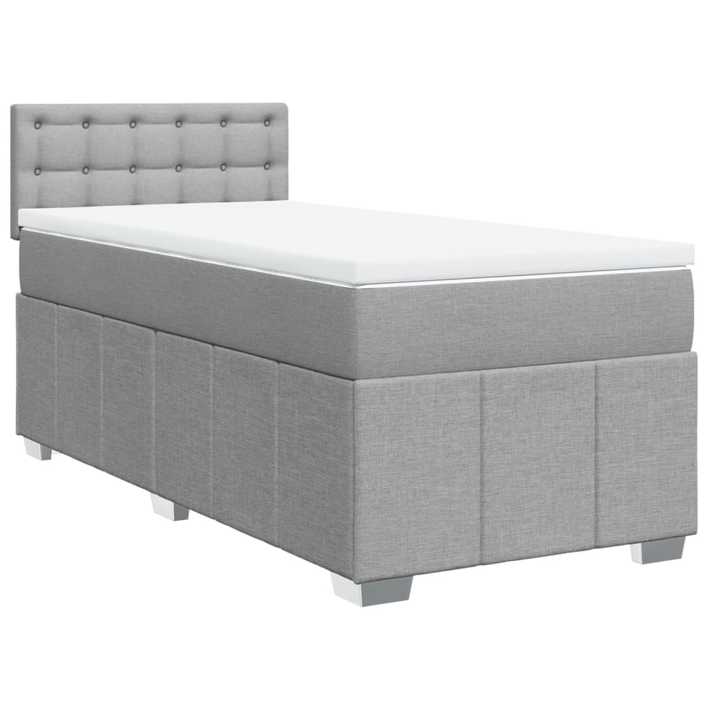 vidaXL Boxspring met matras stof lichtgrijs 90x190 cm afbeelding