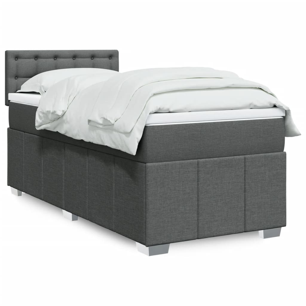 Boxspringbett mit Matratze Dunkelgrau 90×190 cm Stoff