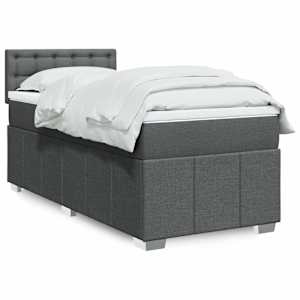 Box spring postel s matrací tmavě šedá 90x190 cm textil - obrázek 1