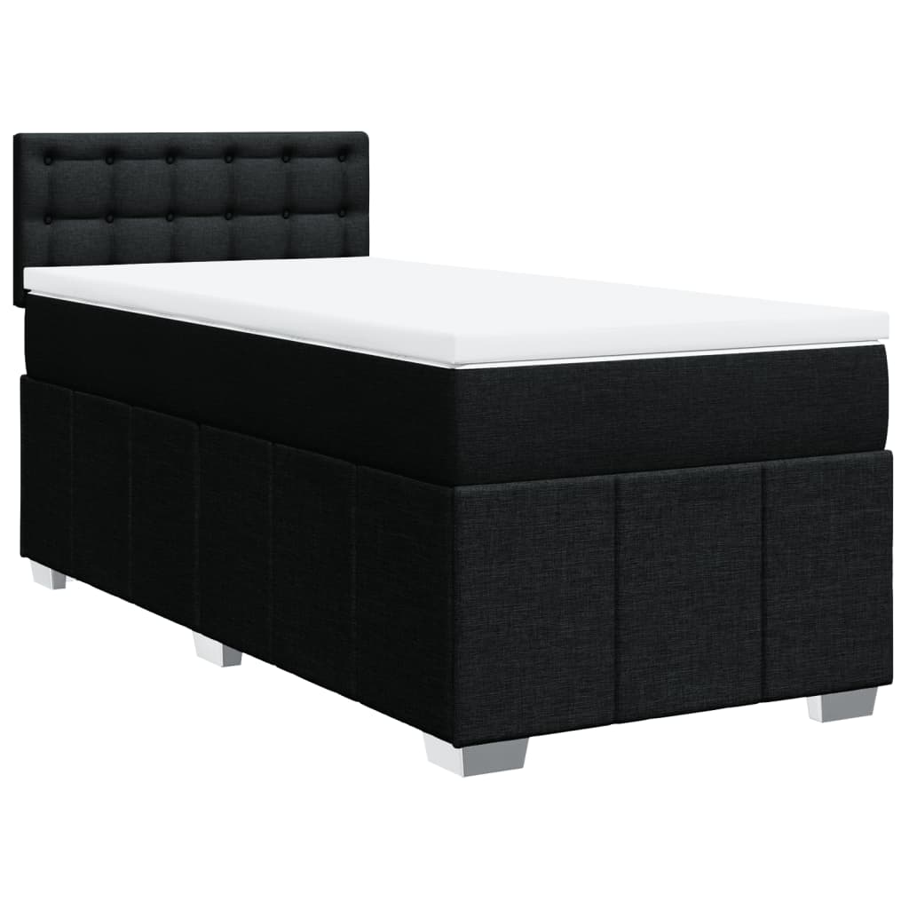 vidaXL Boxspring met matras stof zwart 90x190 cm afbeelding