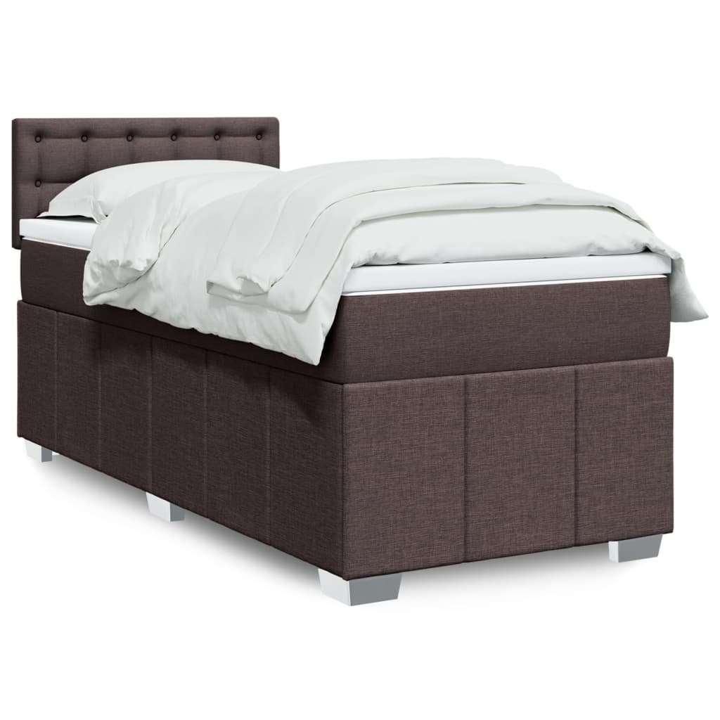 Boxspringbett mit Matratze Dunkelbraun 90×190 cm Stoff