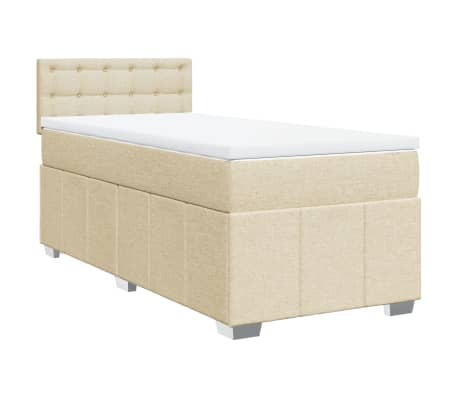 vidaXL Boxspringbett mit Matratze Creme 90x190 cm Stoff