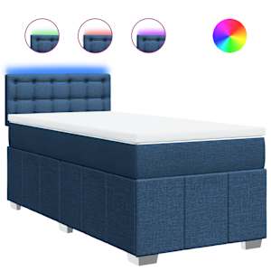Box spring postel s matrací modrá 90x190 cm textil - obrázek 2