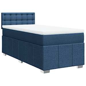 Box spring postel s matrací modrá 90x190 cm textil - obrázek 3