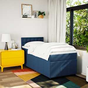 Box spring postel s matrací modrá 90x190 cm textil - obrázek 4