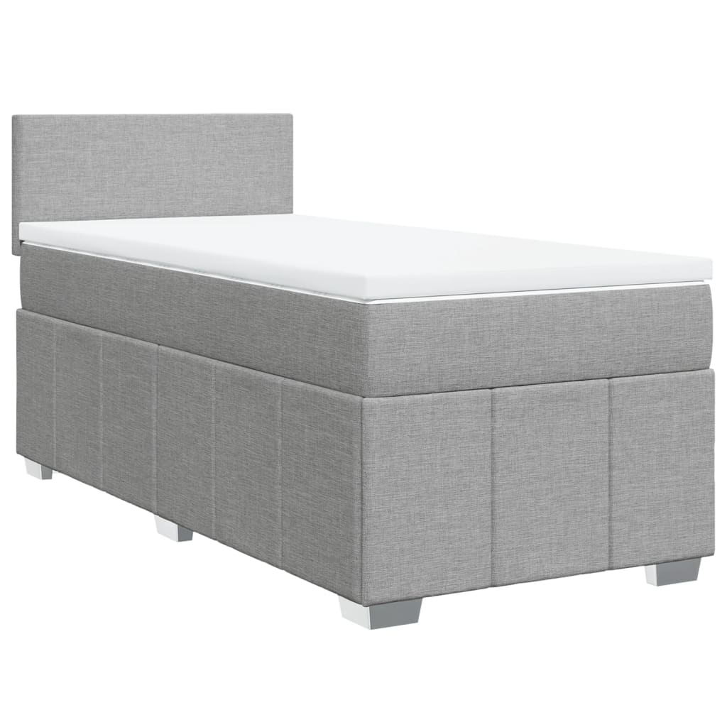 vidaXL Boxspring met matras stof lichtgrijs 90x200 cm afbeelding