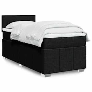 Box spring postelja z vzmetnico črna 90x200 cm blago