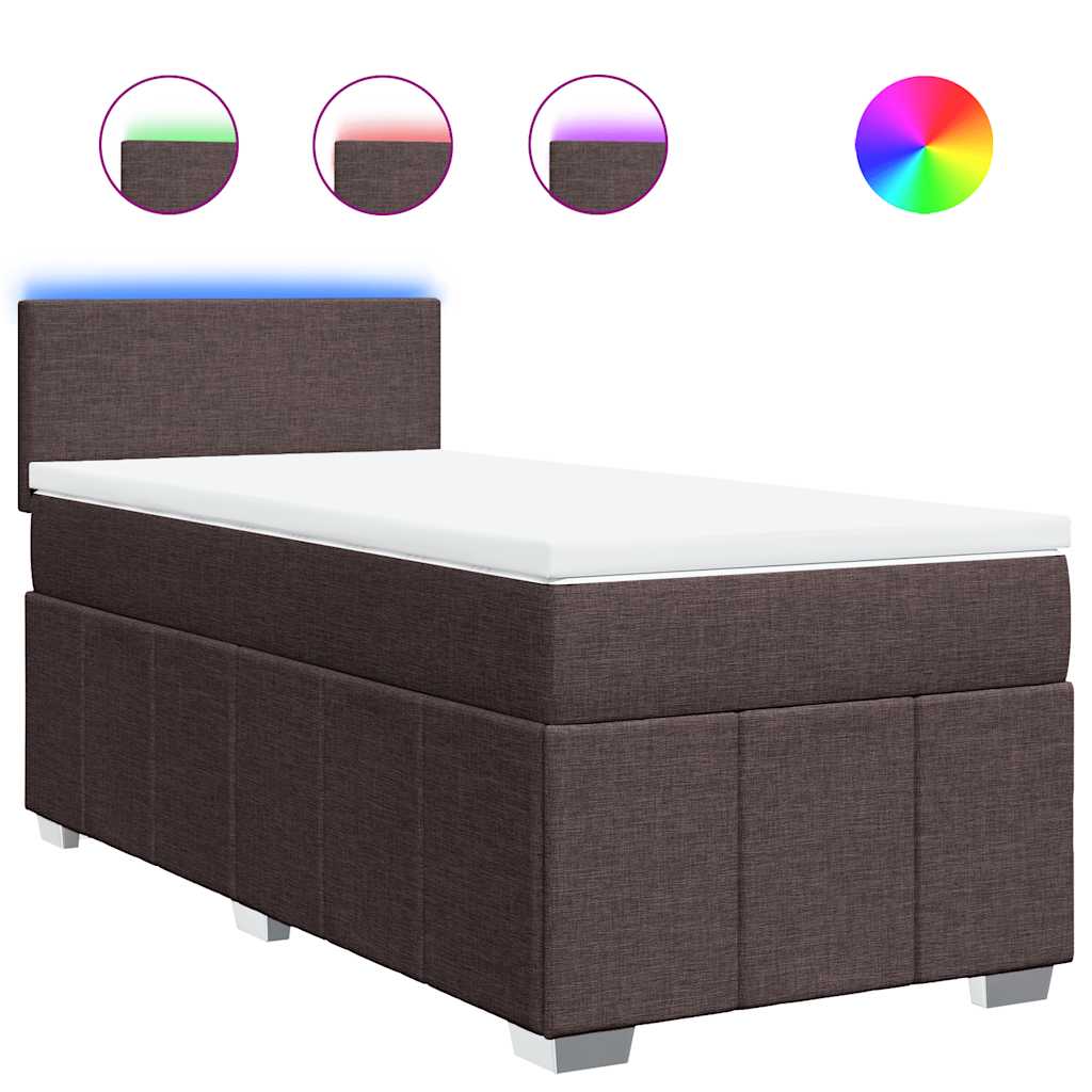 vidaXL Box spring postel s matrací tmavě hnědá 90x200 cm textil