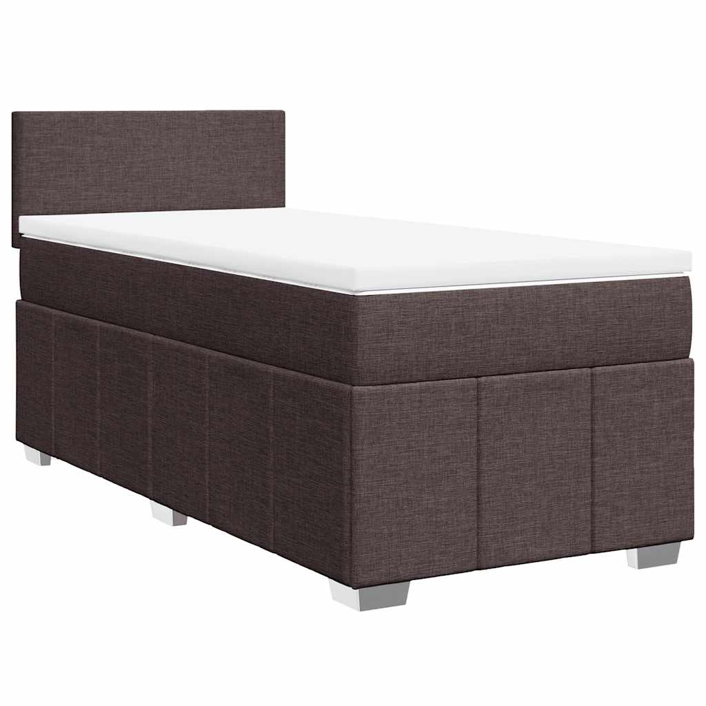 vidaXL Boxspring met matras stof donkerbruin 90x200 cm afbeelding