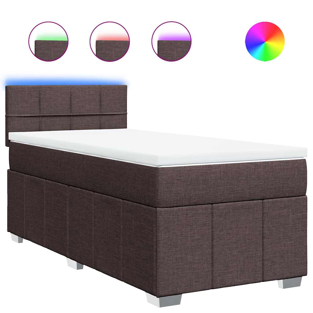 vidaXL Box spring postel s matrací tmavě hnědá 90x200 cm textil