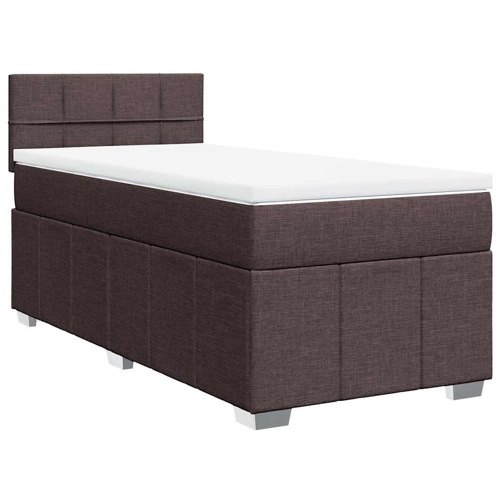 vidaXL Boxspring met matras stof donkerbruin 90x200 cm afbeelding