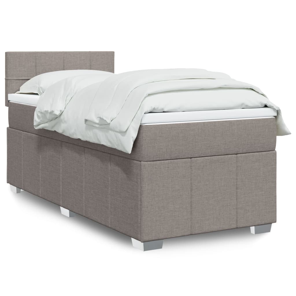 Boxspringbett mit Matratze Taupe 90×200 cm Stoff